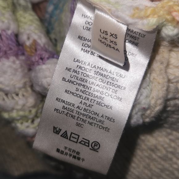 Free people flower child multicolor knit hooded poncho sweater size extra small - Picture 12 of 13